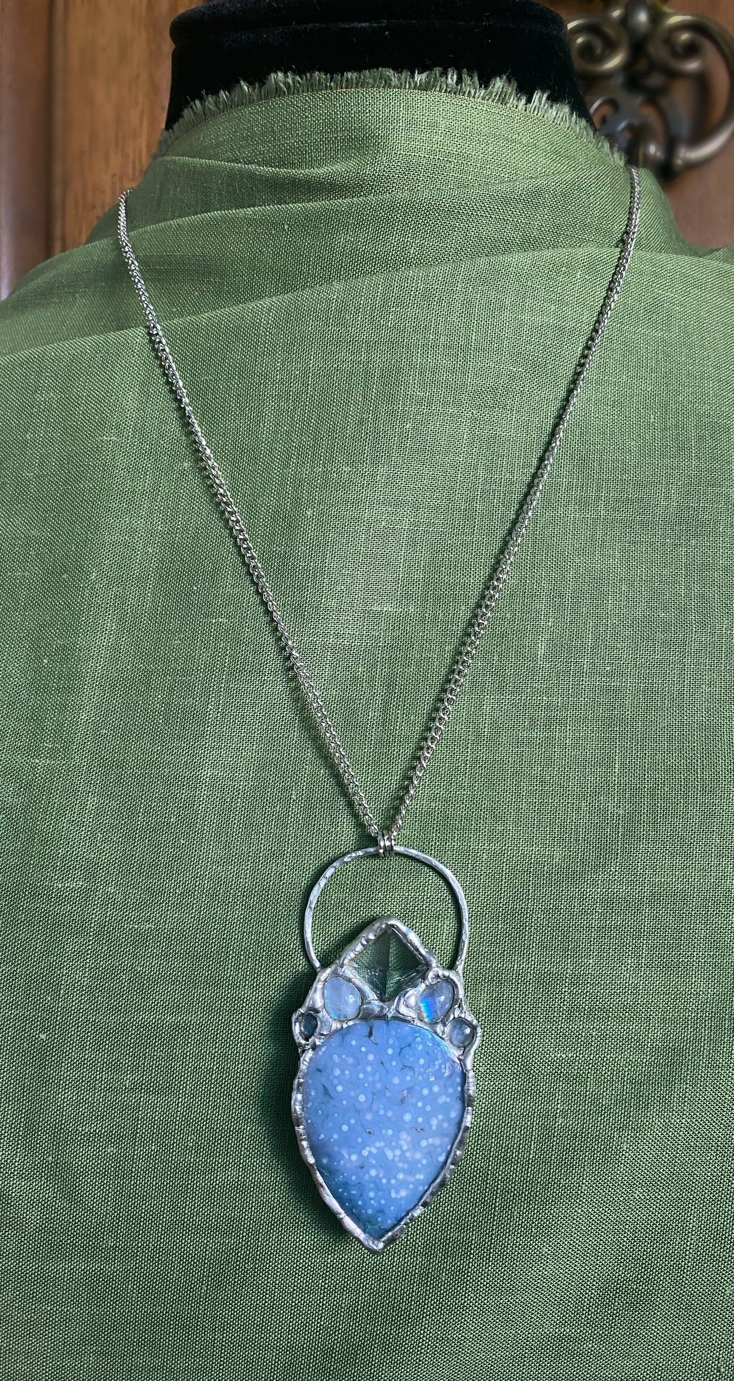 Winter Magic Grape Agate, Quartz, and Moonstone Pendant