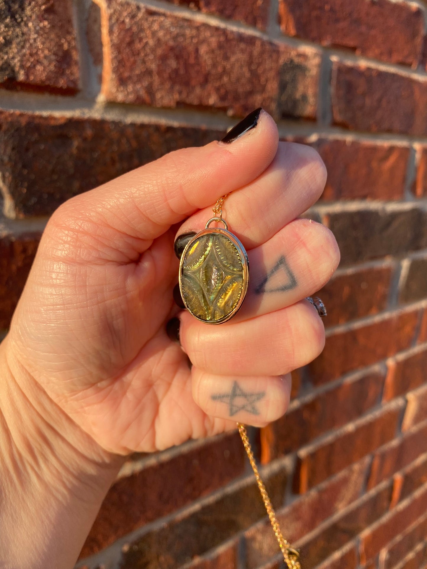whimsigoth carved labradorite pendant