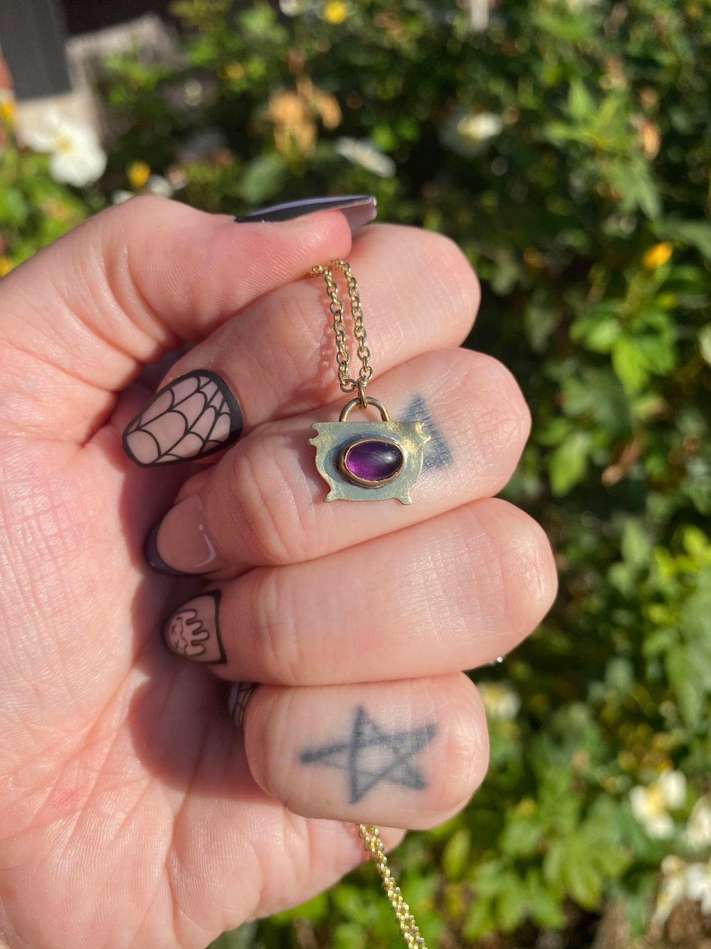 Crystal + Brass Halloween Pendants