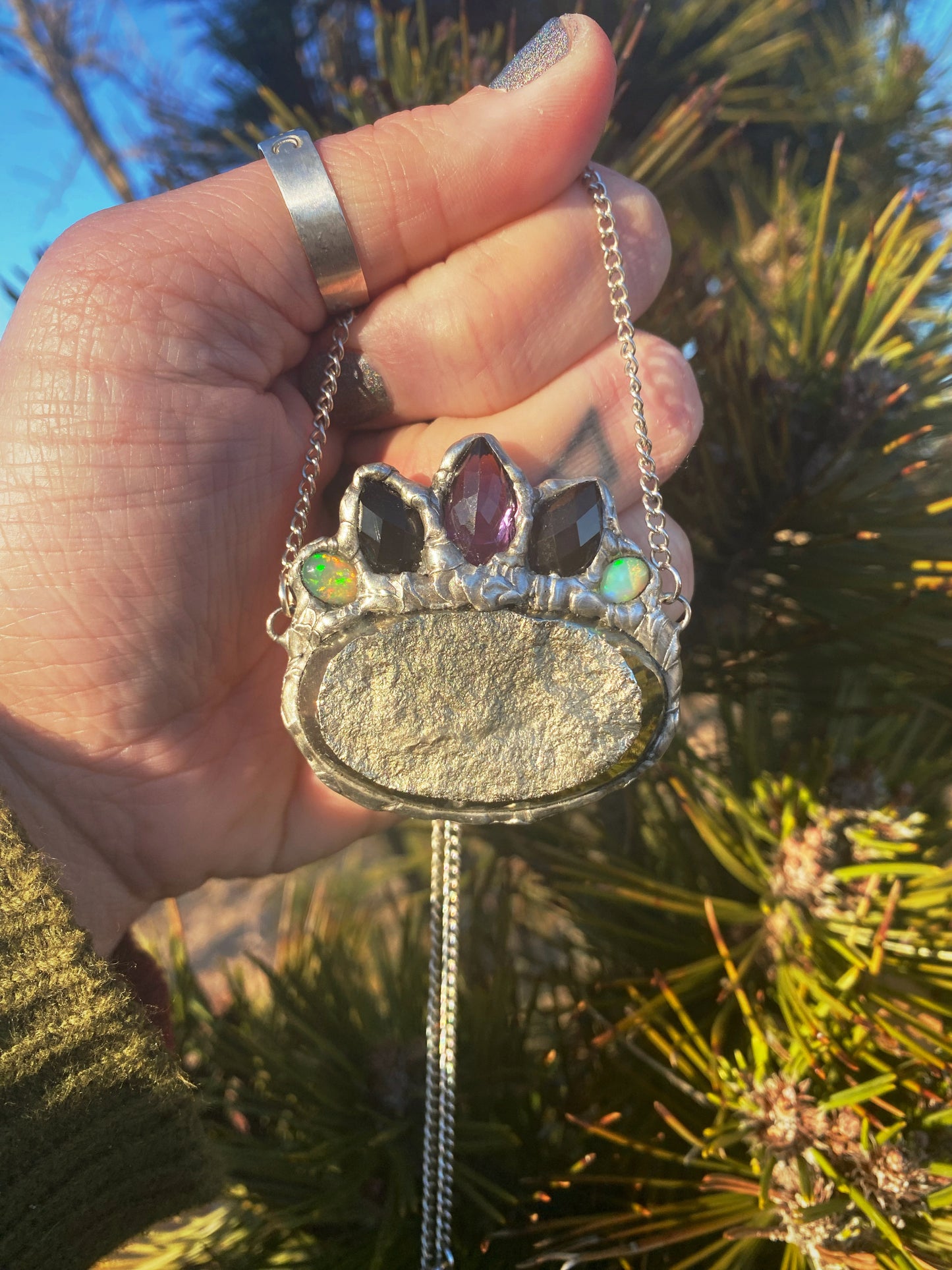 Abundance Only Pendant ft. Pyrite, Opal, Amethyst, + Onyx