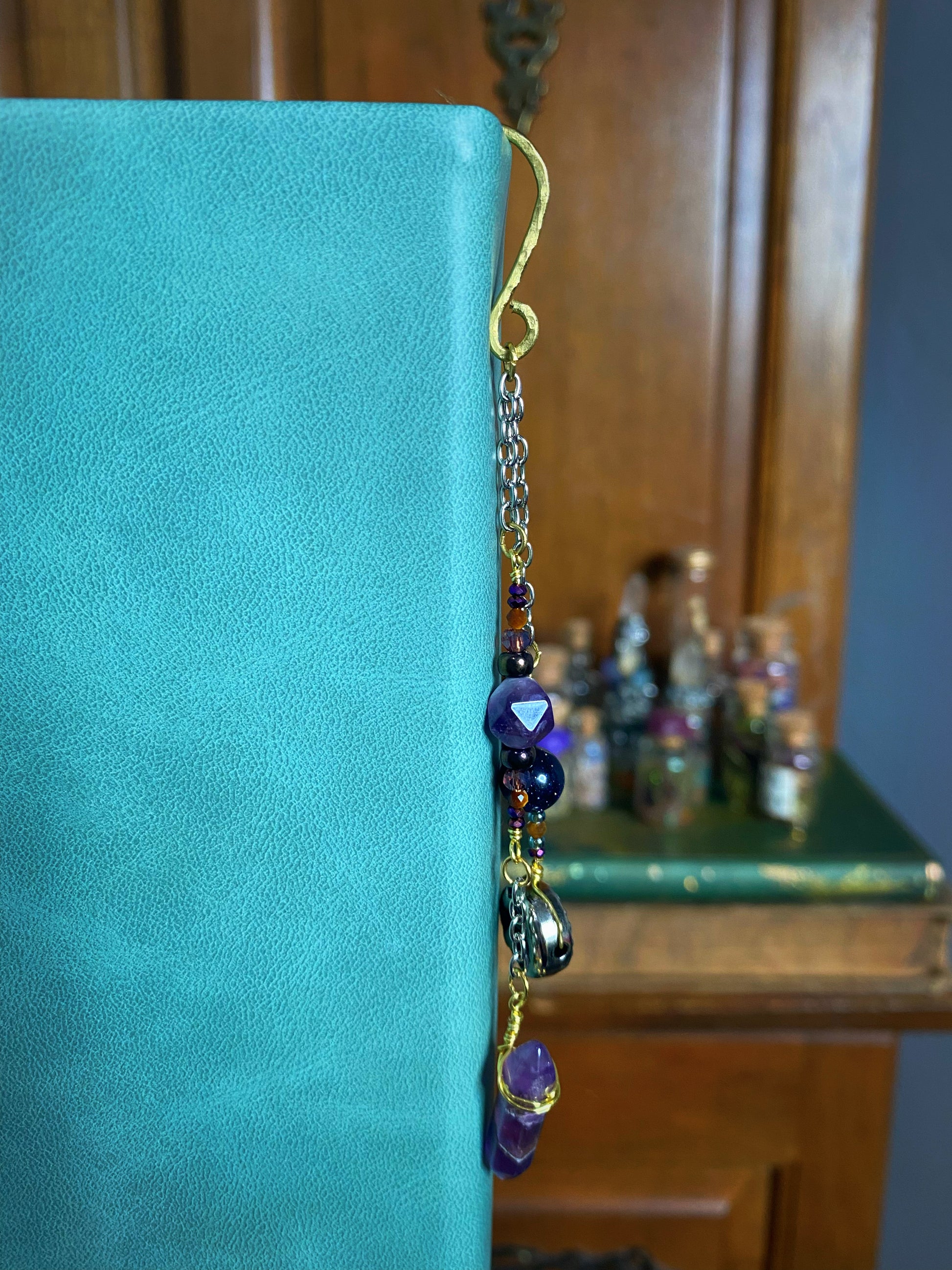 book with a beaded dangly bookmark