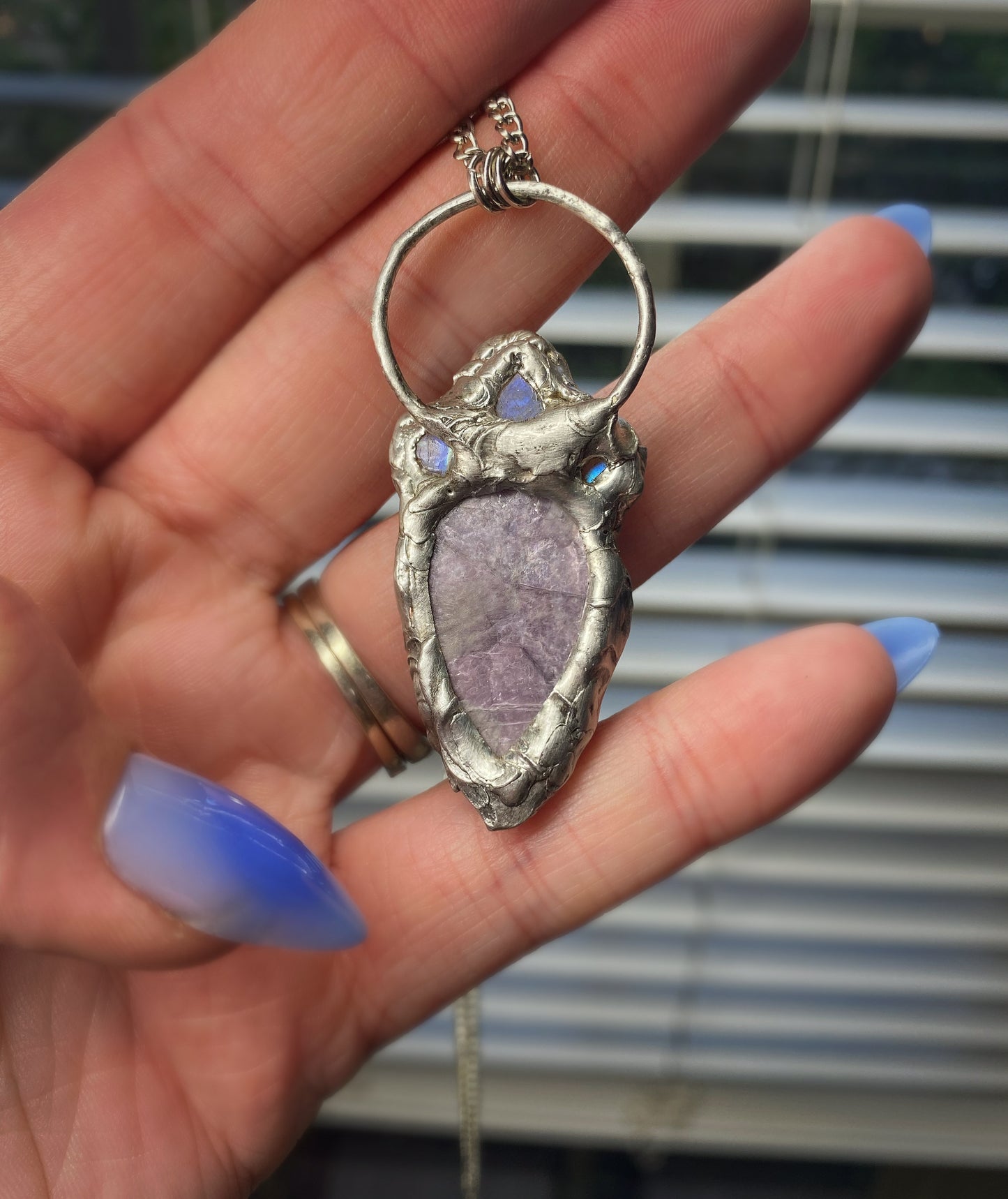 Shining Light Moonstone and Lepidolite Pendant