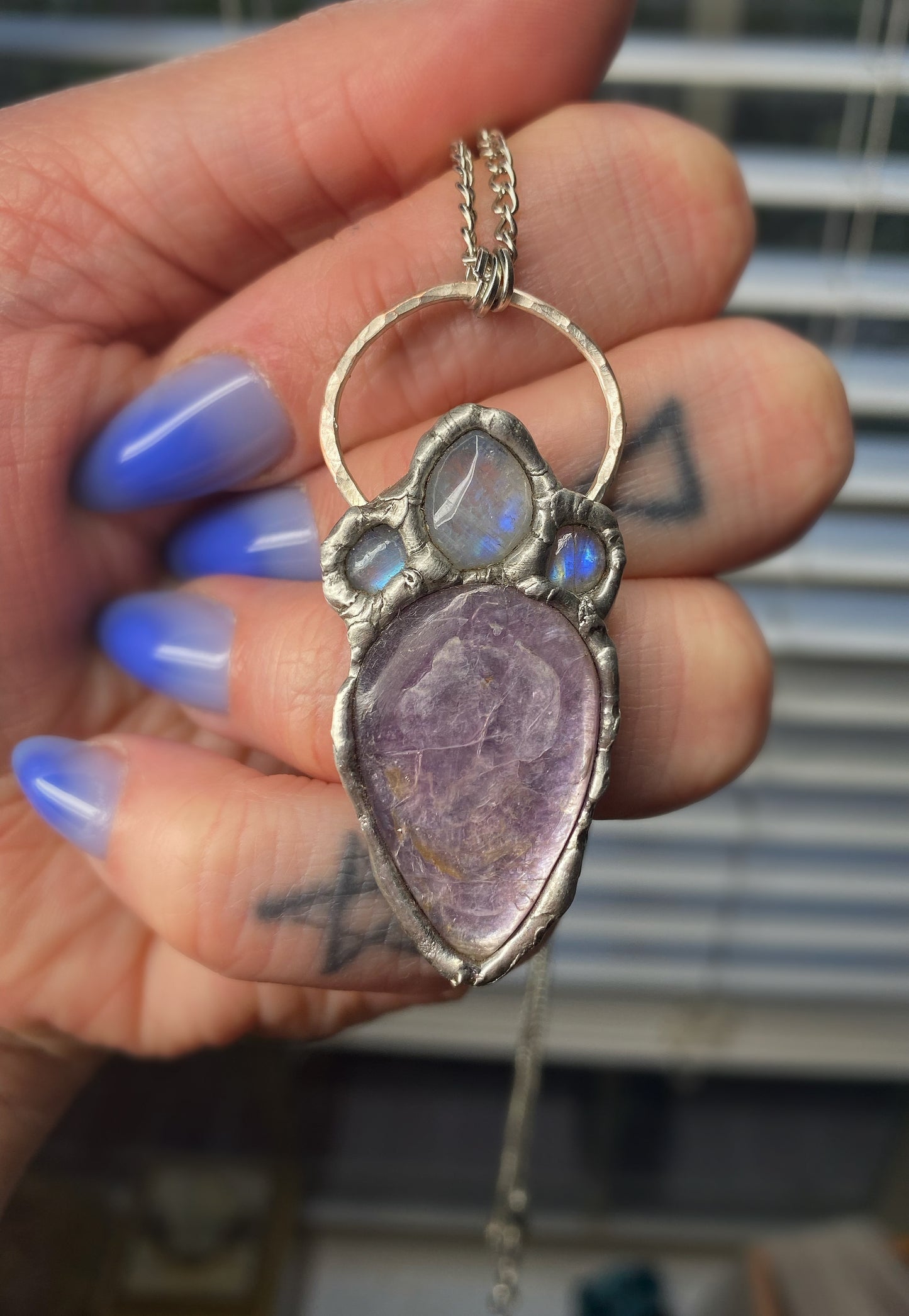 Shining Light Moonstone and Lepidolite Pendant