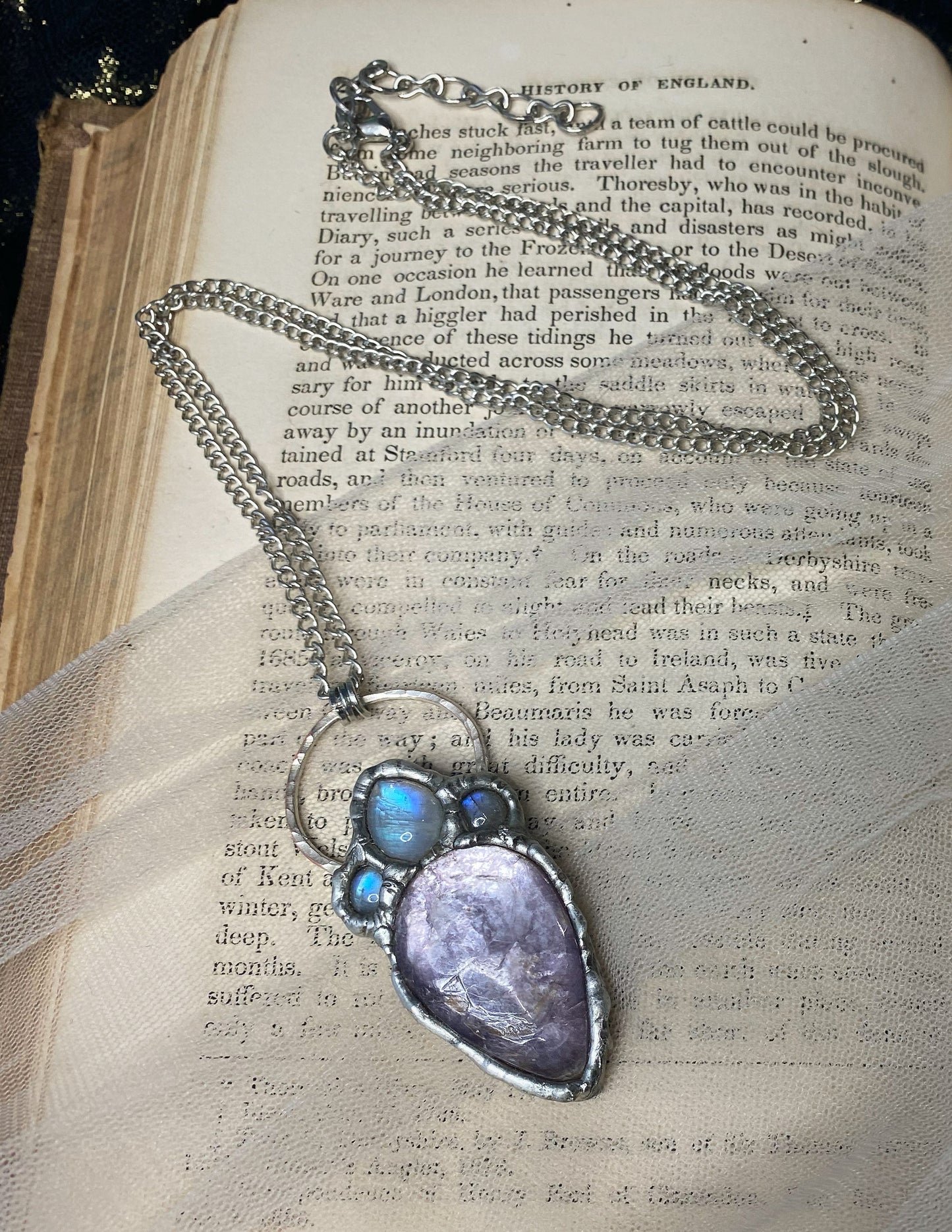 Shining Light Moonstone and Lepidolite Pendant