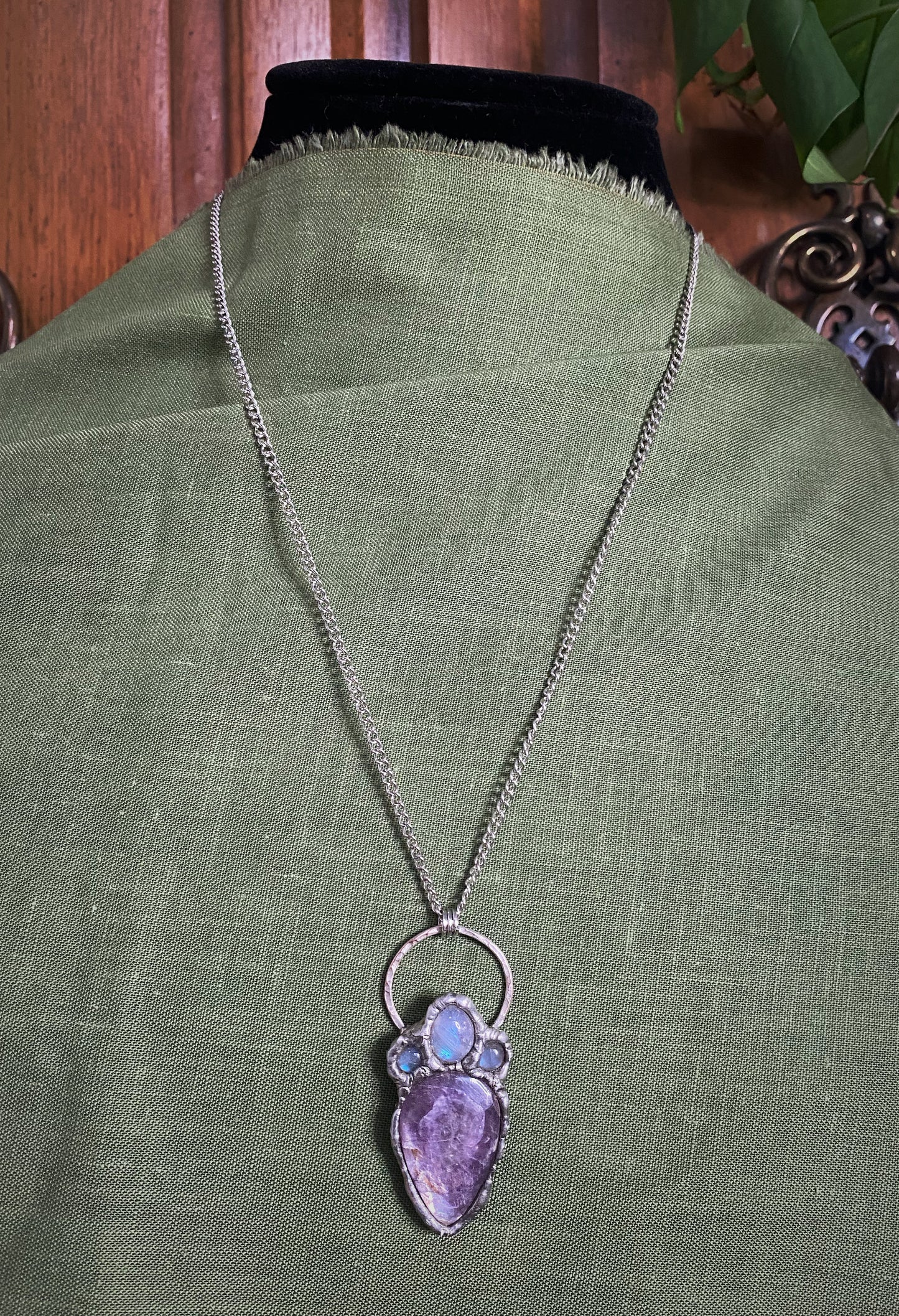 Shining Light Moonstone and Lepidolite Pendant