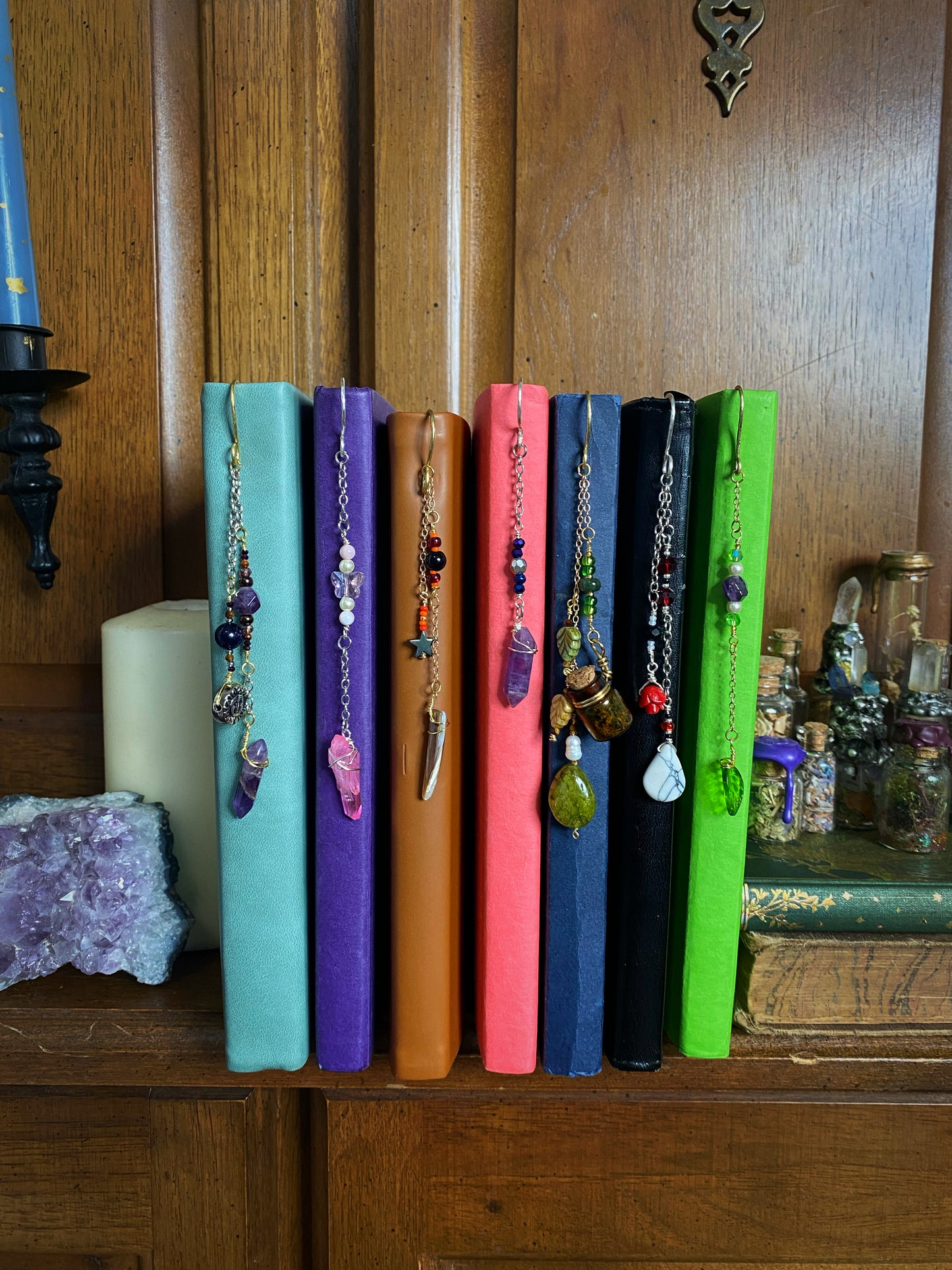 books with beaded crystal bookmarks