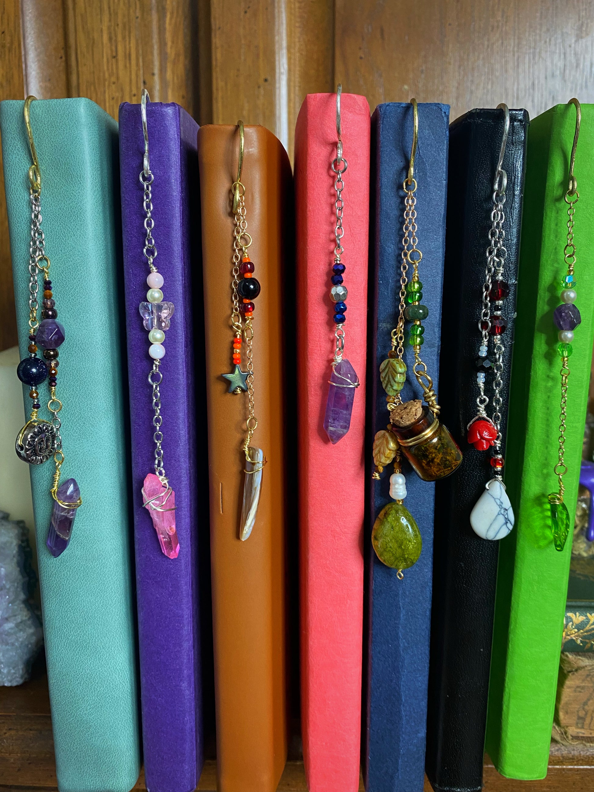 books with beaded crystal bookmarks