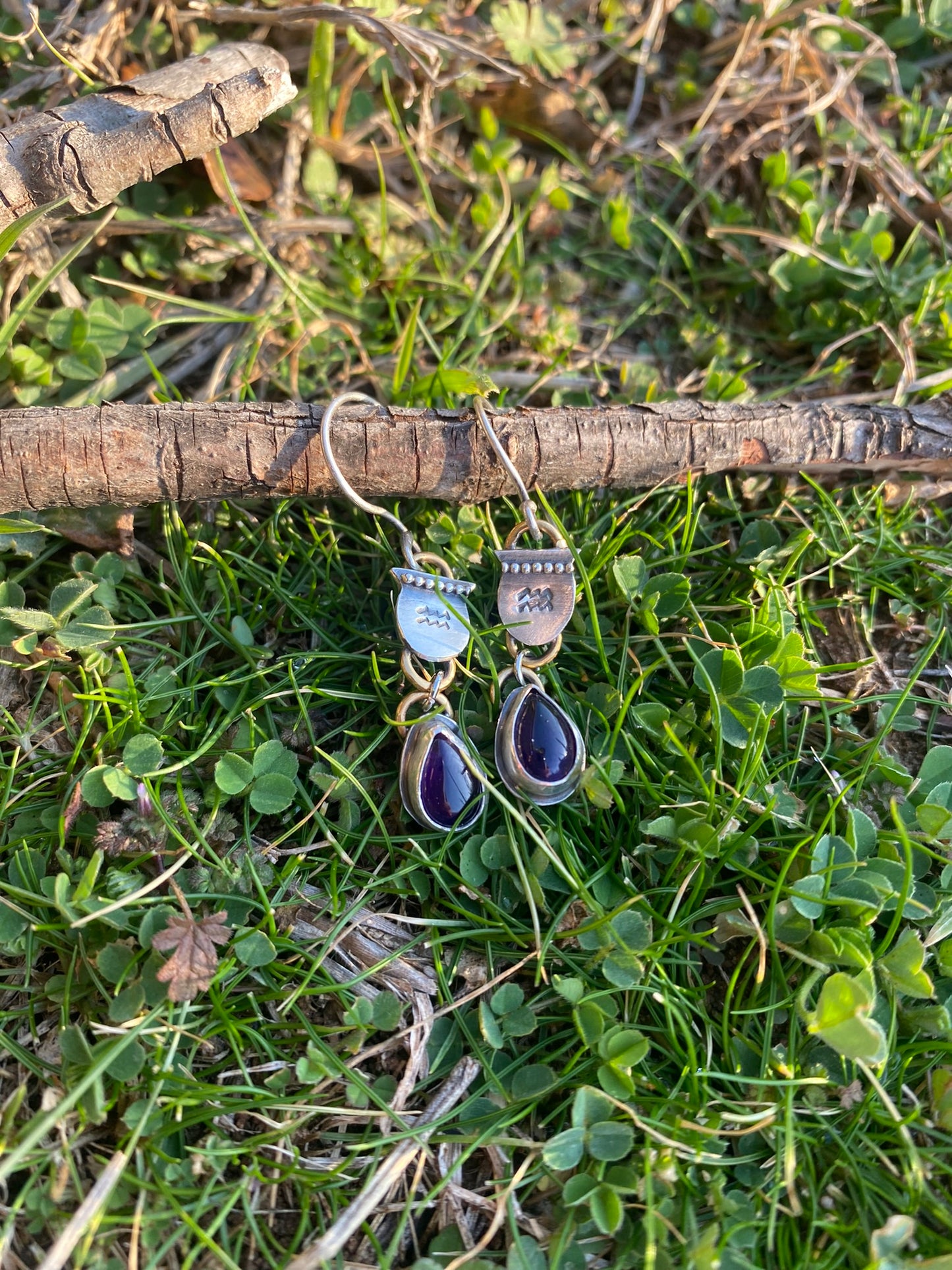 The Water Bearer 🏺 Aquarius Season Sterling Silver + Amethyst Dangle Earrings