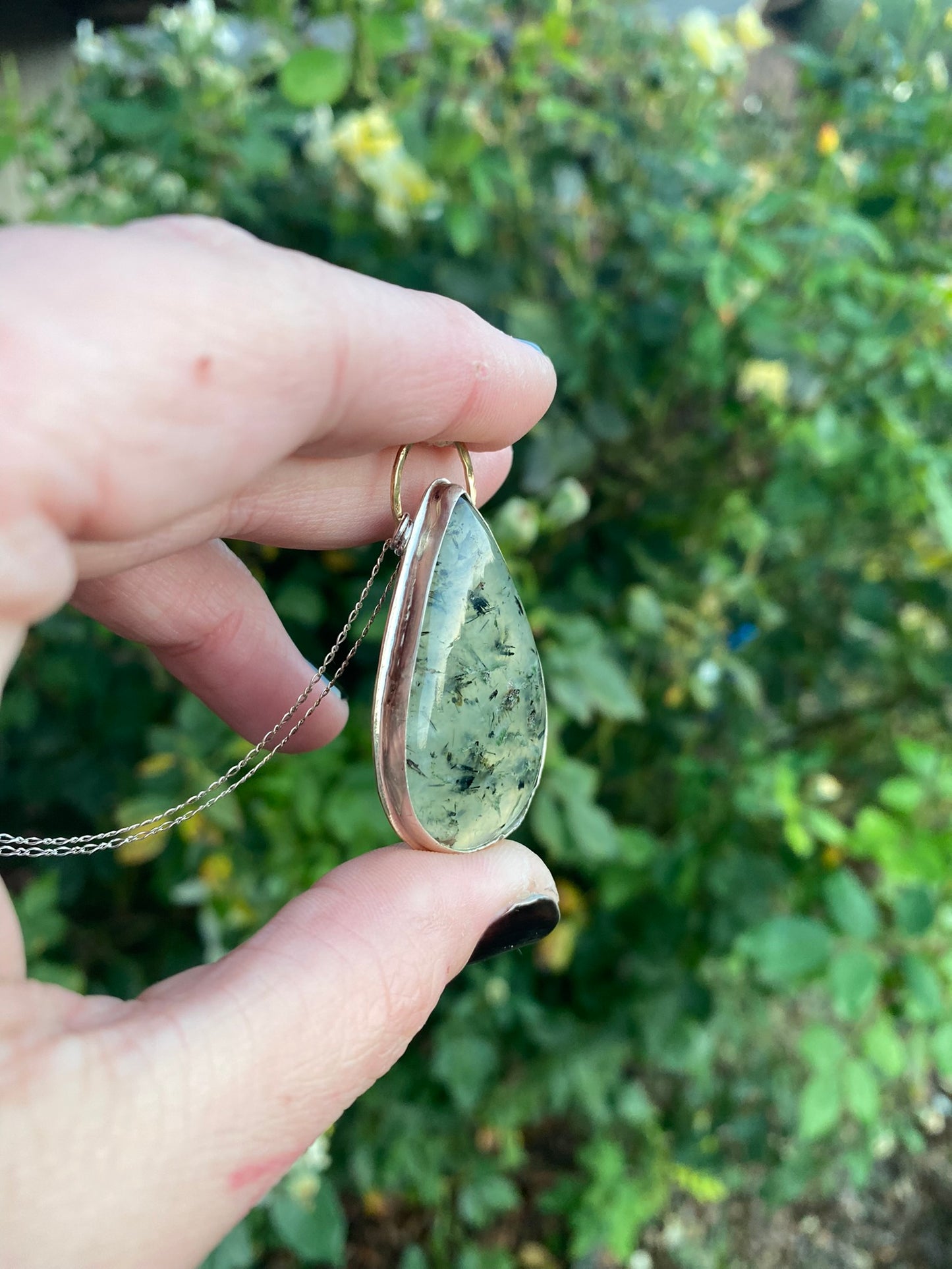 Serenity Prehnite + Sterling Silver Pendant