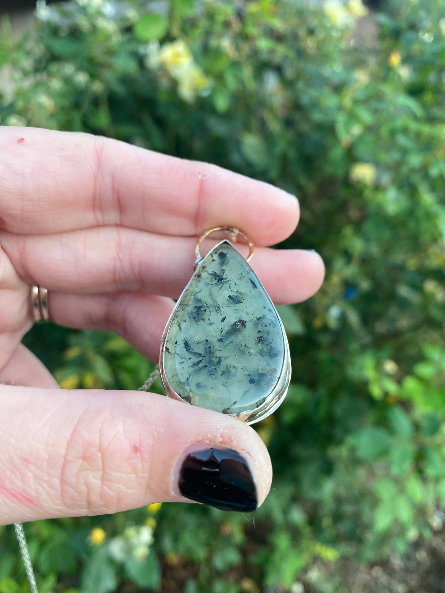 Serenity Prehnite + Sterling Silver Pendant