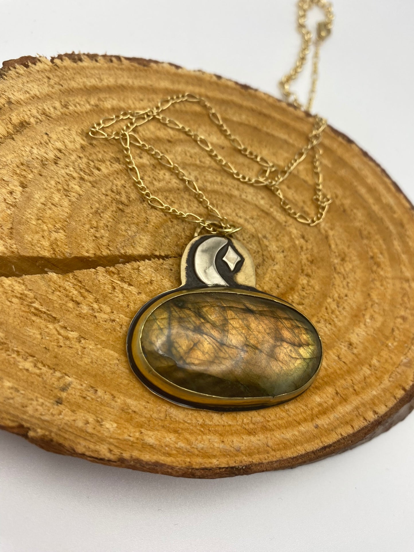 Celestial Labradorite Brass + Sterling Silver Pendant