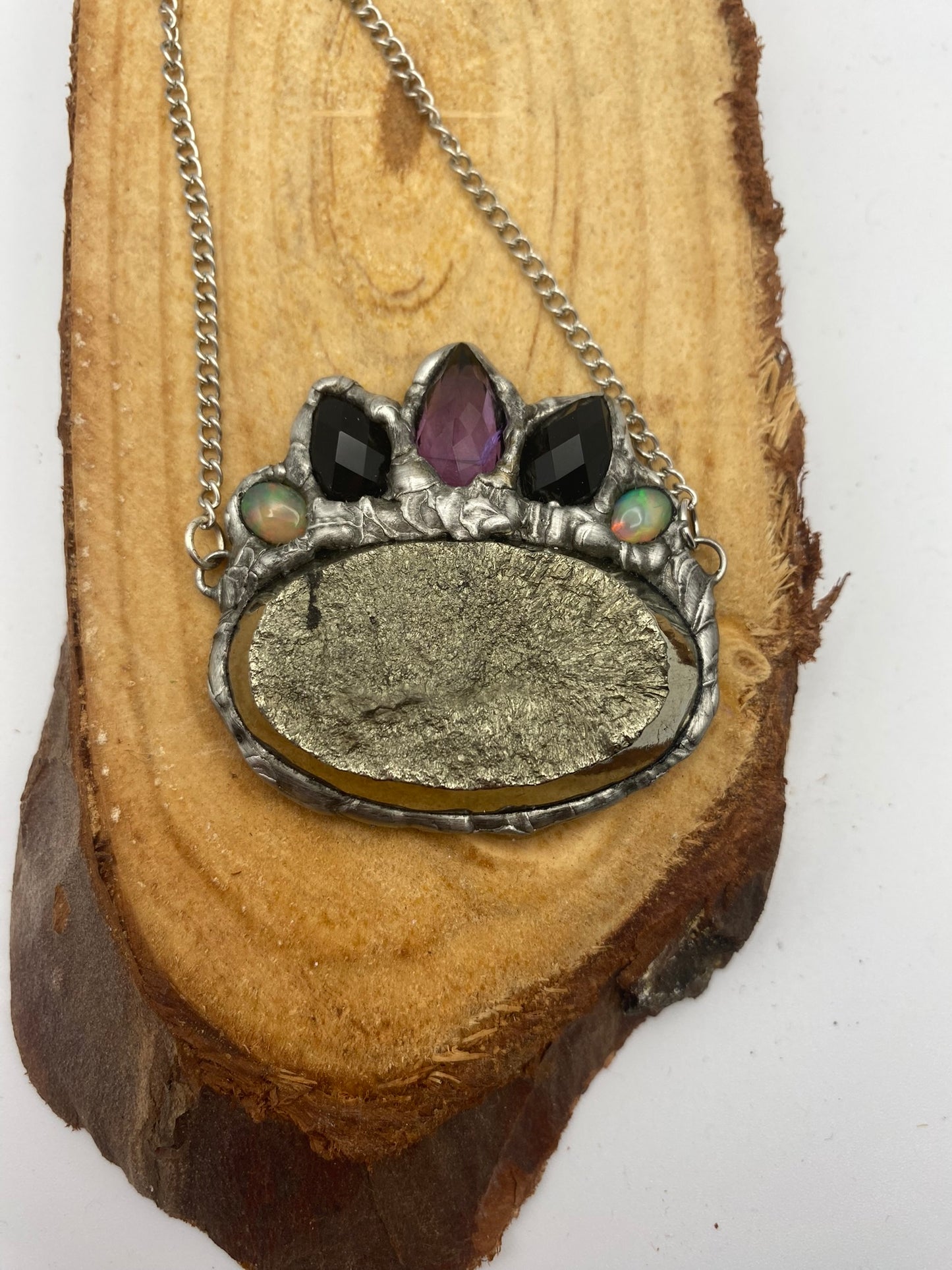 Abundance Only Pendant ft. Pyrite, Opal, Amethyst, + Onyx