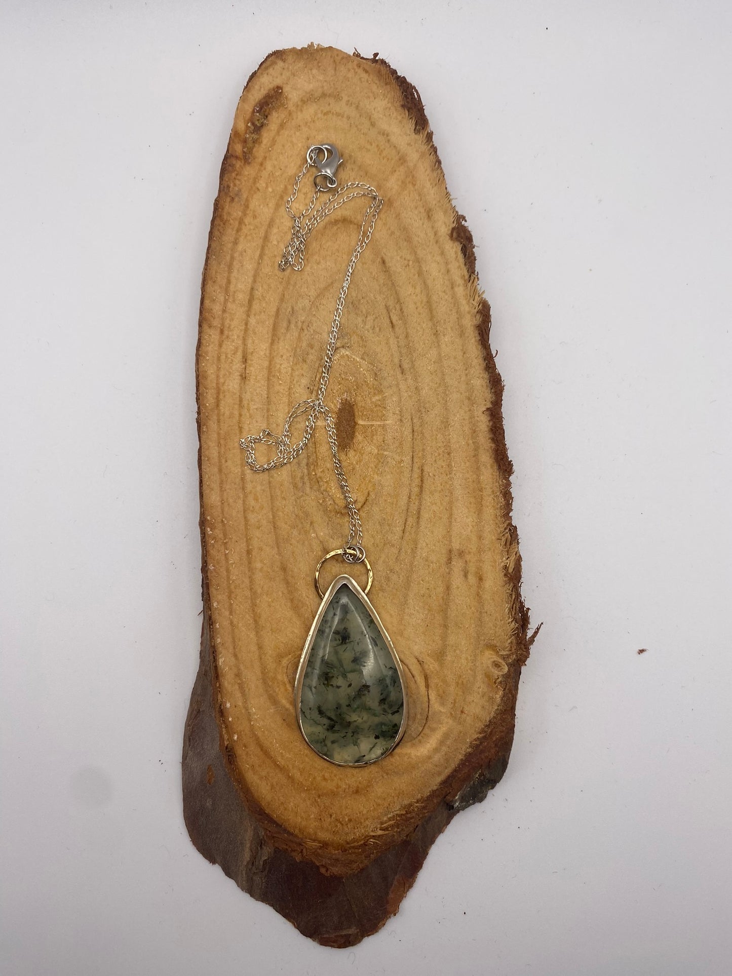 Serenity Prehnite + Sterling Silver Pendant