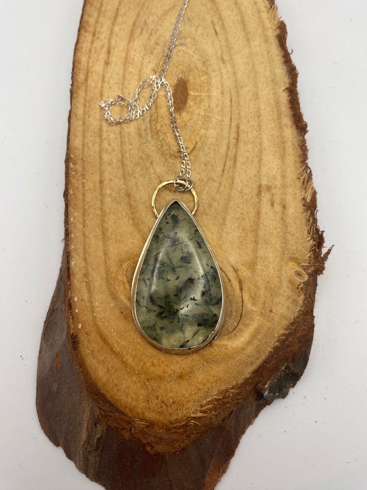 Serenity Prehnite + Sterling Silver Pendant