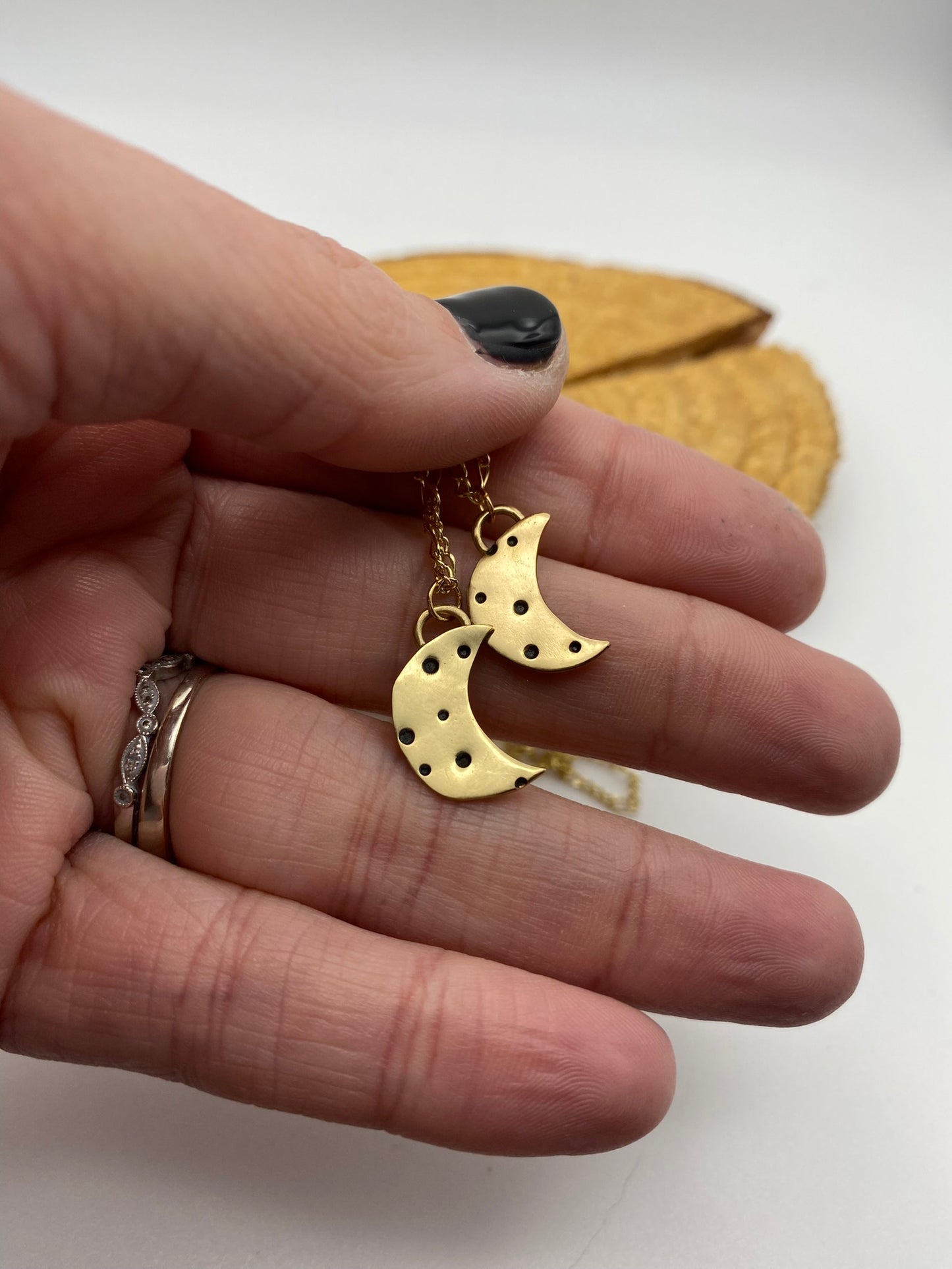 Whimsigoth Crescent Moon Brass Pendant