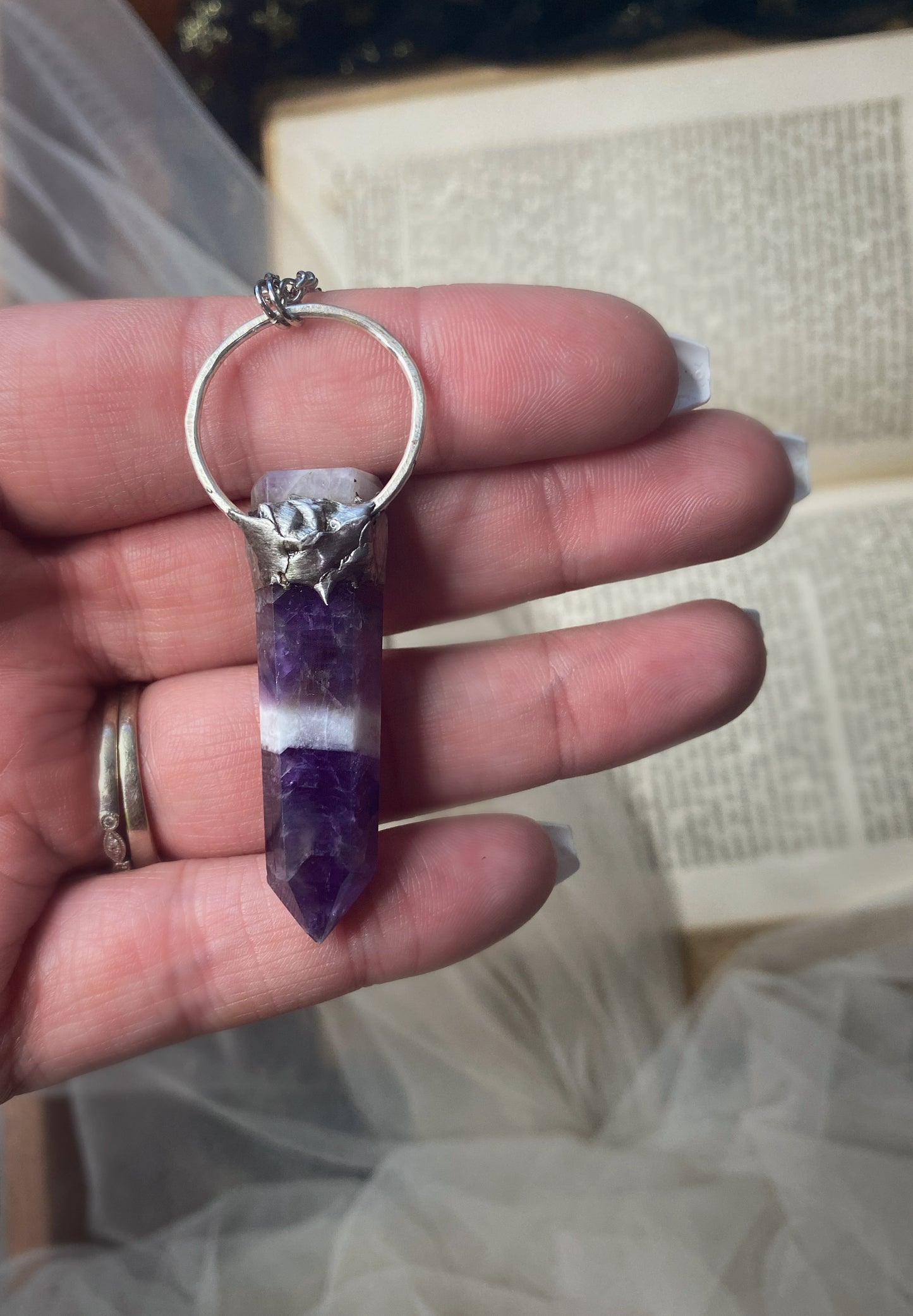 The Seer Chevron Amethyst and Moonstone Pendant