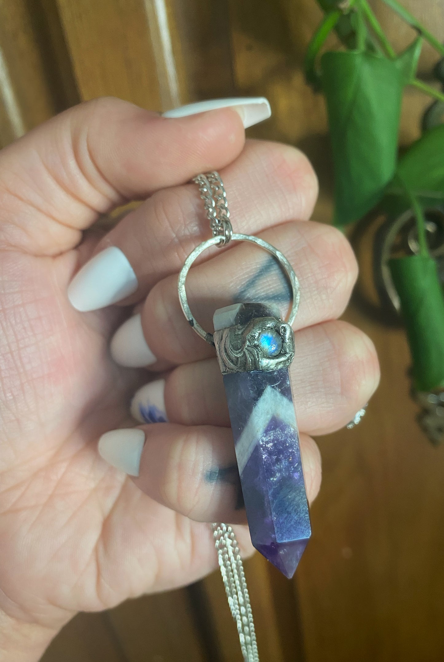 The Seer Chevron Amethyst and Moonstone Pendant