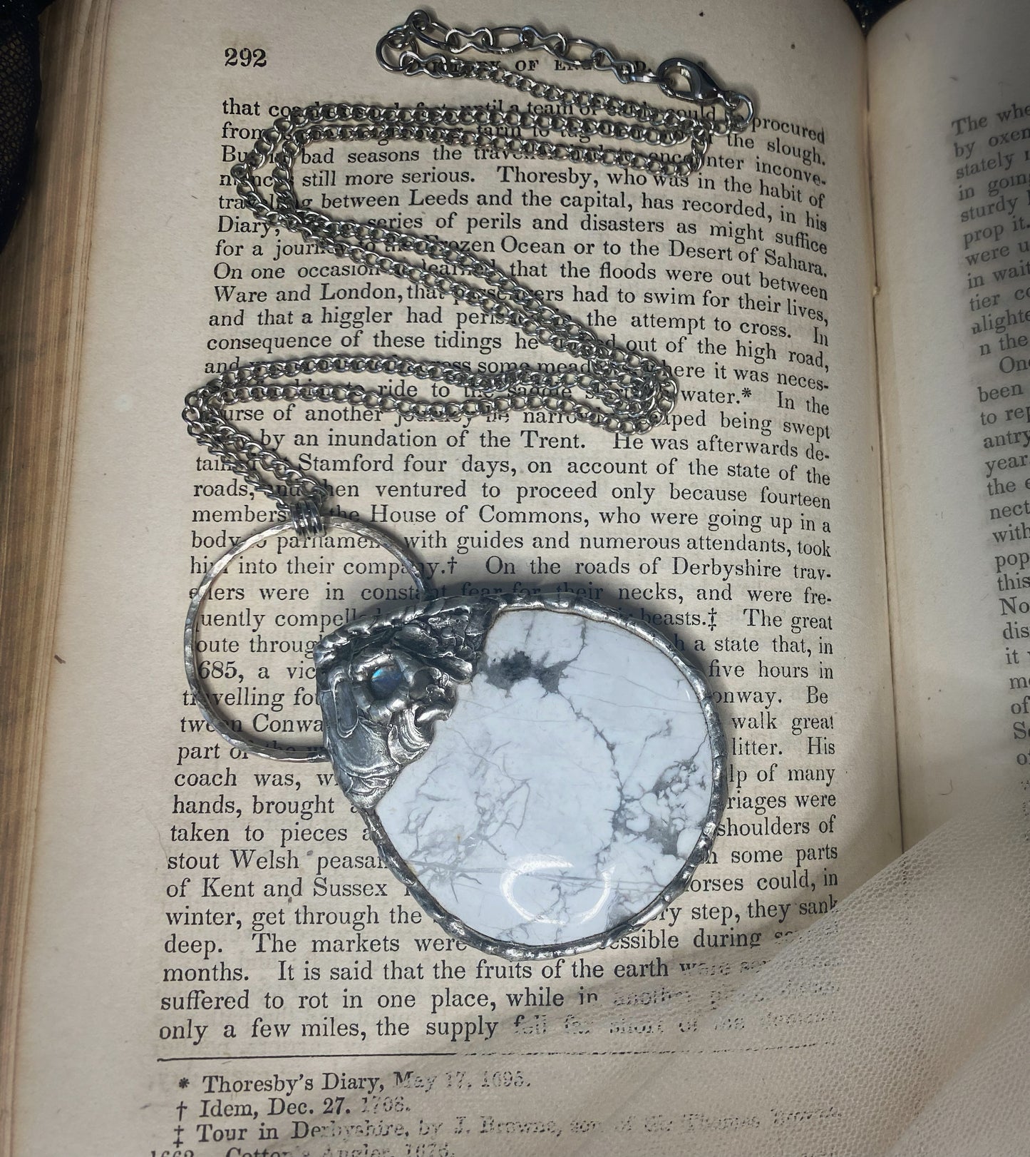 *Fresh Snowfall* Howlite and Moonstone Pendant