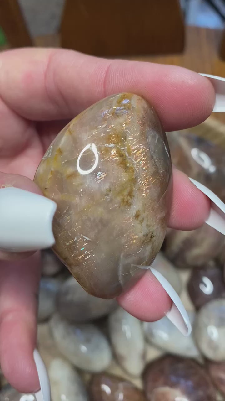 video of black moonstone with sunstone