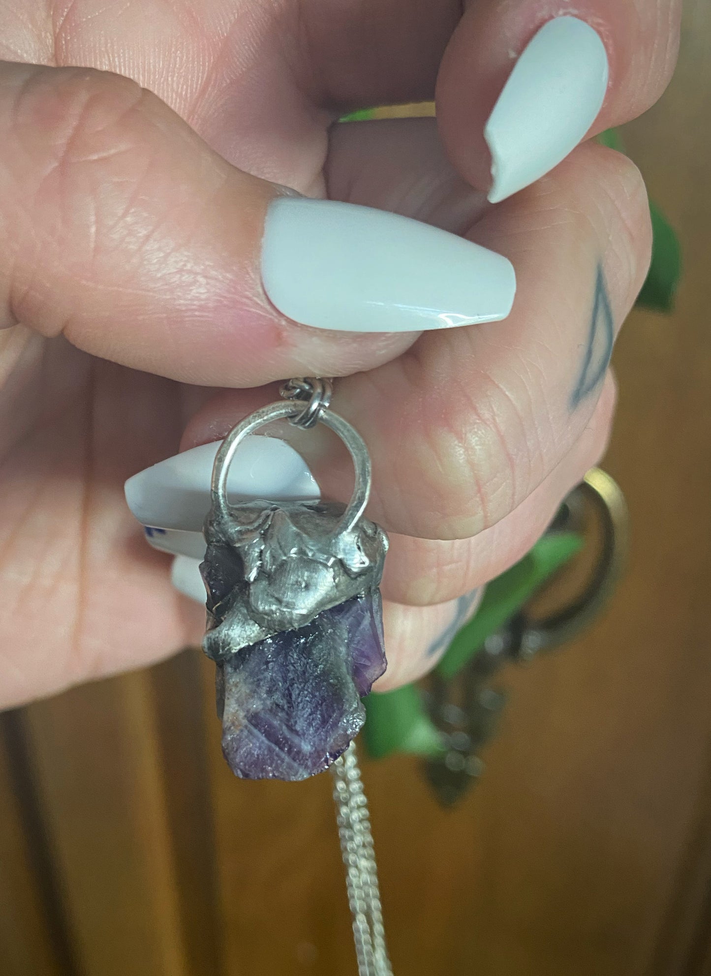 Chevron Amethyst Shield Pendant