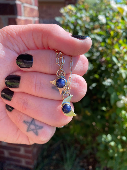 Whimsigoth Brass + Sodalite Choker Pendant